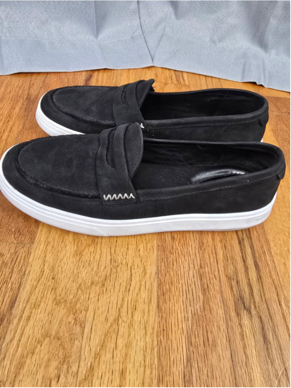Patina Portland Leather Boardwalk Black Suede Penny Loafer Sneakers Women’s 9